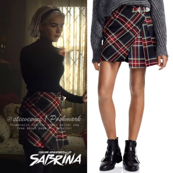 NWT Maje Judie Asymmetrical Tartan Skirt ASO Sabrina Spellman - Picture 1 of 12